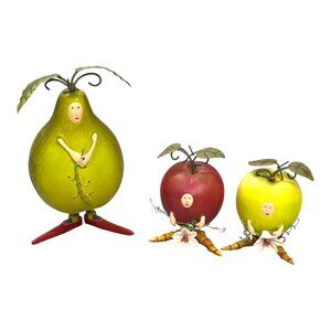 Vtg Apple Pear RARE Dept 56 Patience Brewster Ornaments Anthropomorphic Fruit